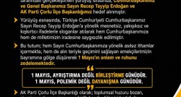 AK Parti Çorlu’dan Sert Kınama: “1 Mayıs Ruhu Zedelenmiştir”