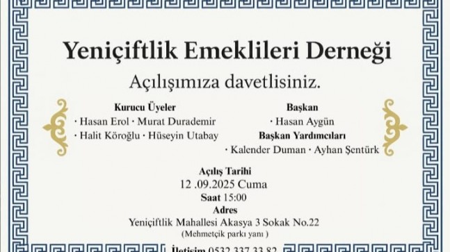 Yeniçiftlik Mahallesi’nde Emekliler Derneği Kuruluyor!