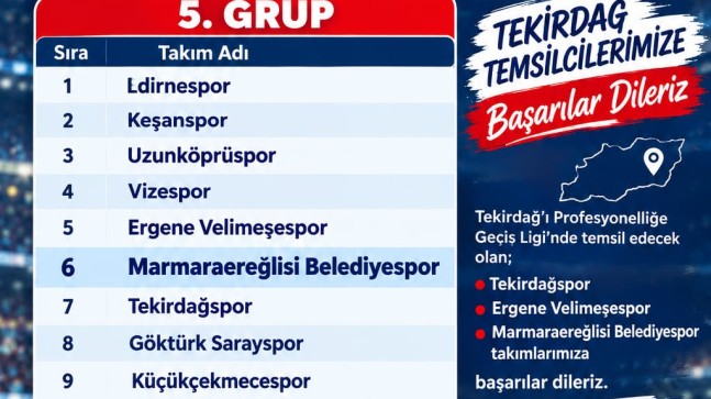 MARMARAEĞLİSİ BELEDİYESPOR’UN GRUBU BELLİ OLDU