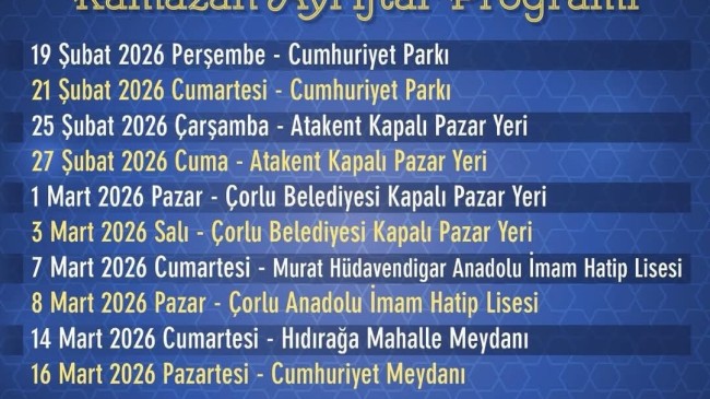 Çorlu’da Ramazan Bereketi Paylaştıkça Çoğalıyor: İşte Mahalle İftar Programı