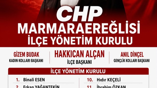 CHP Marmaraereğlisi ilçe Başkanlığında Yönetim Kurulu Listesinde Yer Alanlar Belli Oldu! 