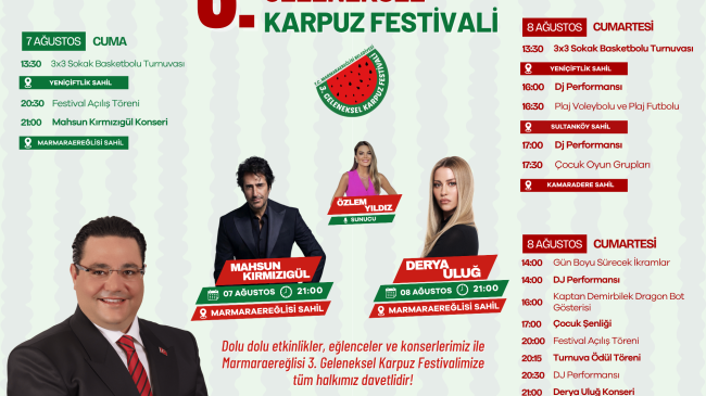 Marmaraereğlisi’nde Festival Coşkusu Başlıyor: 3. Geleneksel Karpuz Festivali İçin Geri Sayım!