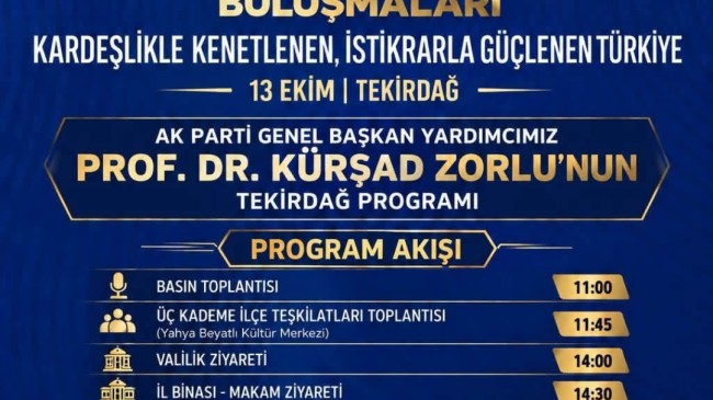 AK Parti’den Tekirdağ’da Geniş Kapsamlı “Türkiye Yüzyılı Buluşmaları” Çıkarması